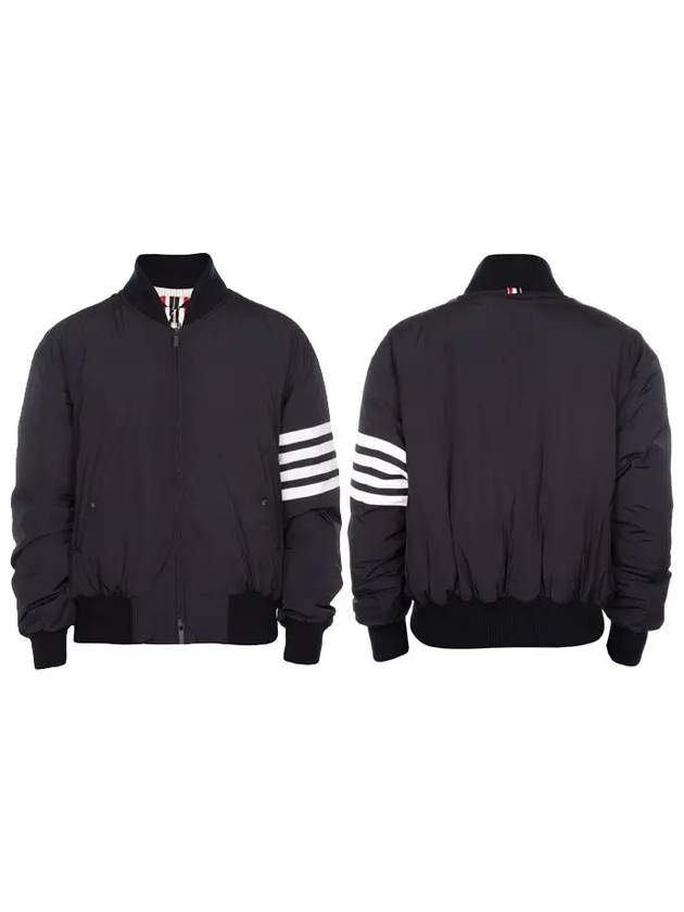 Poly Twill 4-Bar Oversized Knit Down Bomber Jacket Navy - THOM BROWNE - BALAAN 8