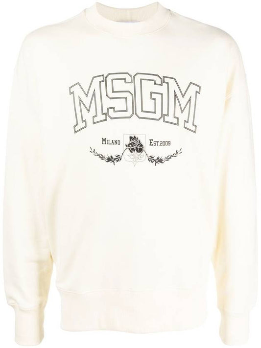 College Logo Print Crew Neck Sweatshirt White - MSGM - BALAAN 1