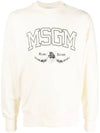 College Logo Crew Neck Cotton Sweatshirt Ivory - MSGM - BALAAN 1