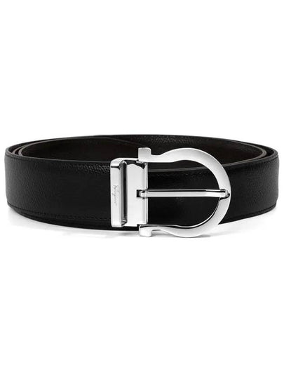 Gancini Reversible Leather Belt Black - SALVATORE FERRAGAMO - BALAAN 2