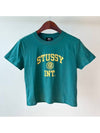 Women's Slim Crop Short Sleeve T-Shirt Green - STUSSY - BALAAN 2
