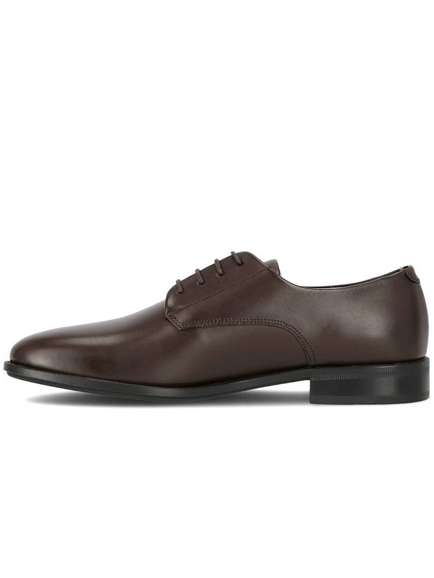 Men's Colby COLBY Embossed Logo Leather Derby Dark Brown - HUGO BOSS - BALAAN.