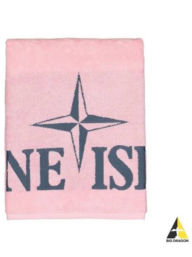 Cotton Terry Logo Beach Towel Pink - STONE ISLAND - BALAAN 2