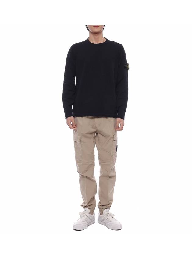 Compass Badge Ribbed Cotton Knit Top Black - STONE ISLAND - BALAAN 4