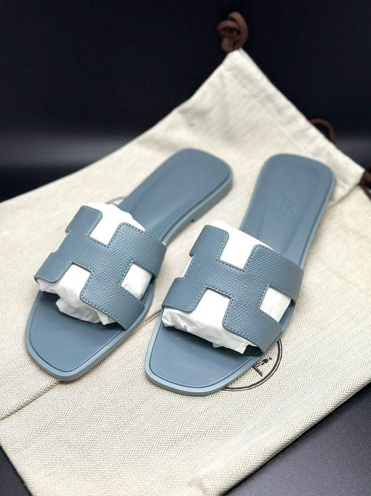 Oran Leather Sandals Gris Antarctique - HERMES - BALAAN 2