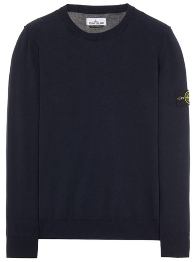 Wappen Patch Crew Neck Soft Cotton Knit Top Navy - STONE ISLAND - BALAAN 2