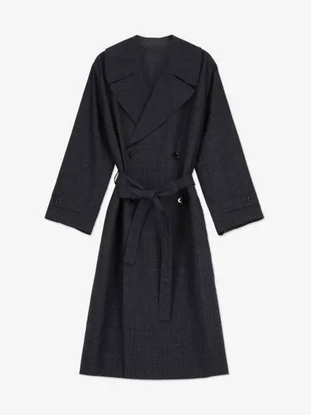 Check Pattern Over Double Breasted Coat Black - LEMAIRE - BALAAN 2