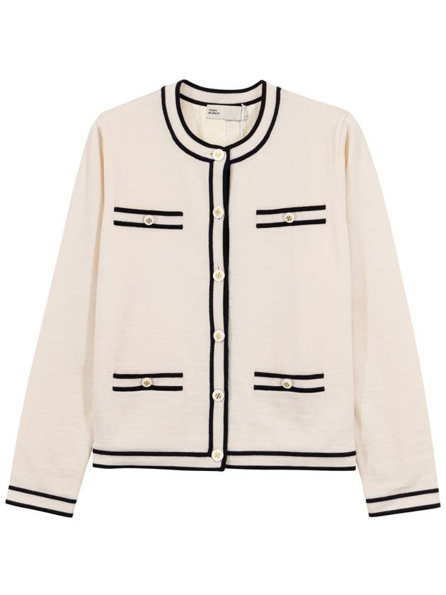 Kendra Button-Up Crew Neck Cardigan Ivory - TORY BURCH - BALAAN 2