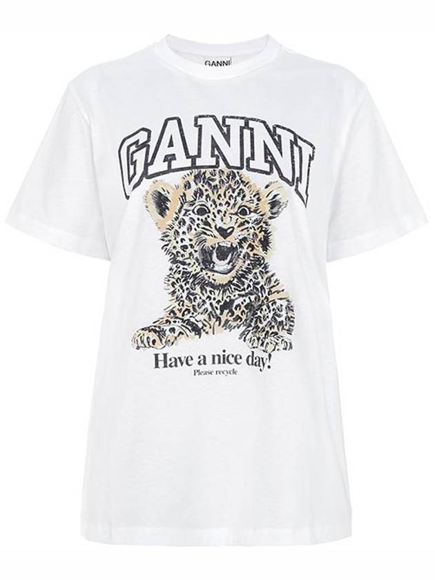 Logo Print Crew Neck Short Sleeve T Shirt White - GANNI - BALAAN 2