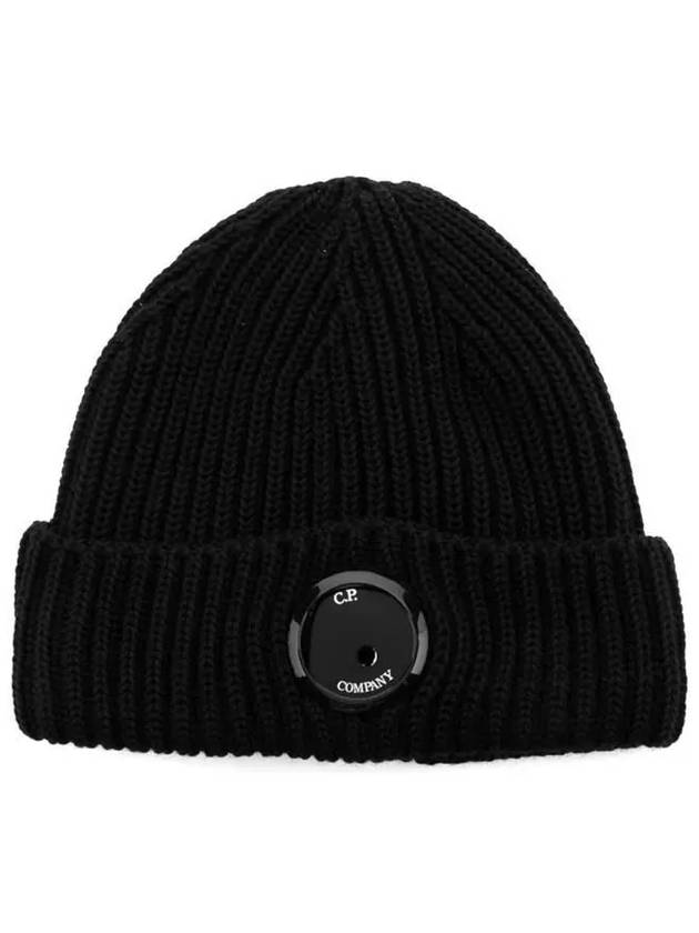 Lens Wappen Extra Fine Merino Wool Beanie Black - CP COMPANY - BALAAN 2