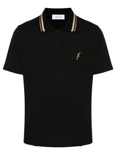 Embroidery Polo Shirt Black - SALVATORE FERRAGAMO - BALAAN 1