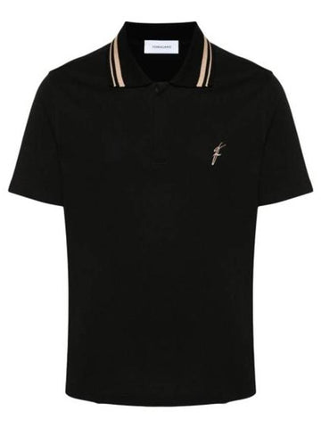 Embroidery Polo Shirt Black - SALVATORE FERRAGAMO - BALAAN 1