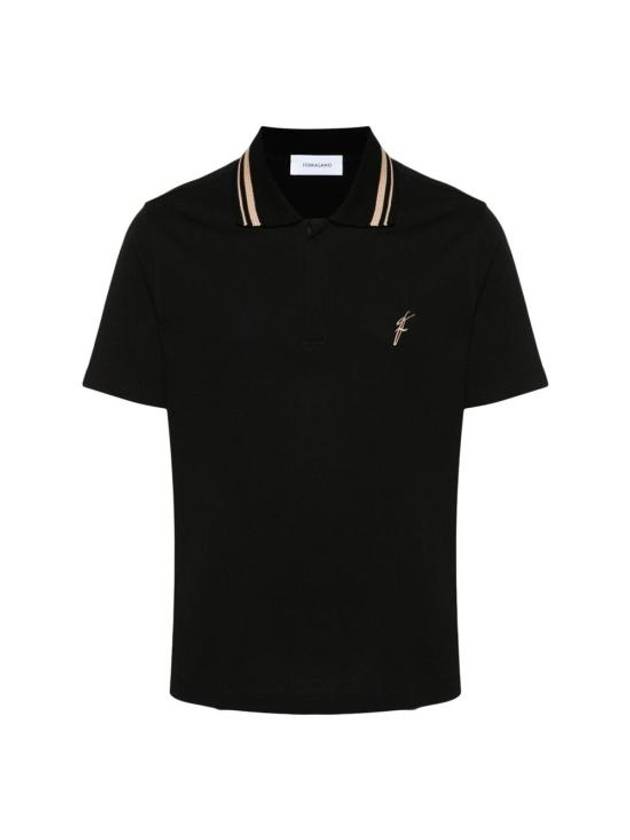 Embroidery Polo Shirt Black - SALVATORE FERRAGAMO - BALAAN 1