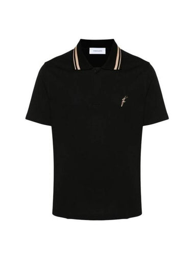 Embroidery Polo Shirt Black - SALVATORE FERRAGAMO - BALAAN 1