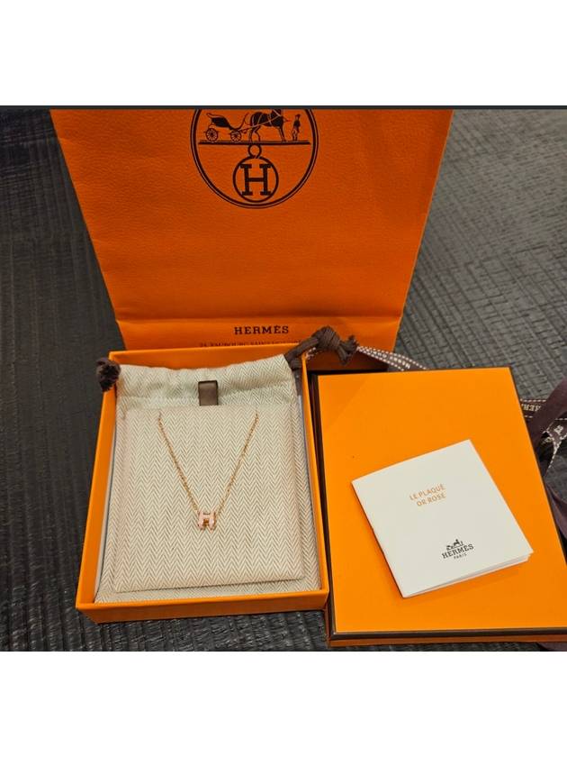 Mini PopAche Necklace Baby Pink Pendant Rose Gold Chain Necklace H147992F Rose Dragee - HERMES - BALAAN 6