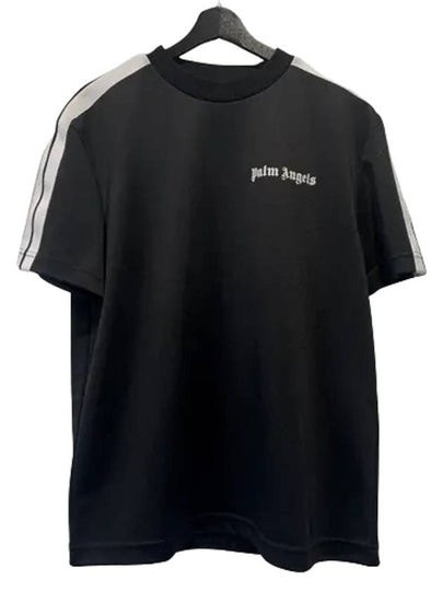 Track Taping Short Sleeve T-Shirt Black - PALM ANGELS - BALAAN 2