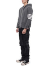 Men's Intarsia 4 Bar Merino Jersey Hooded Zip Up Medium Grey - THOM BROWNE - BALAAN 5