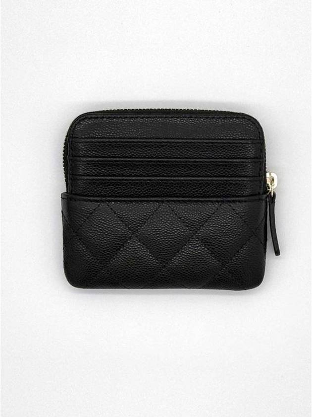 Gold Zipper Classic Grained Calfskin Card Holder Black - CHANEL - BALAAN 3