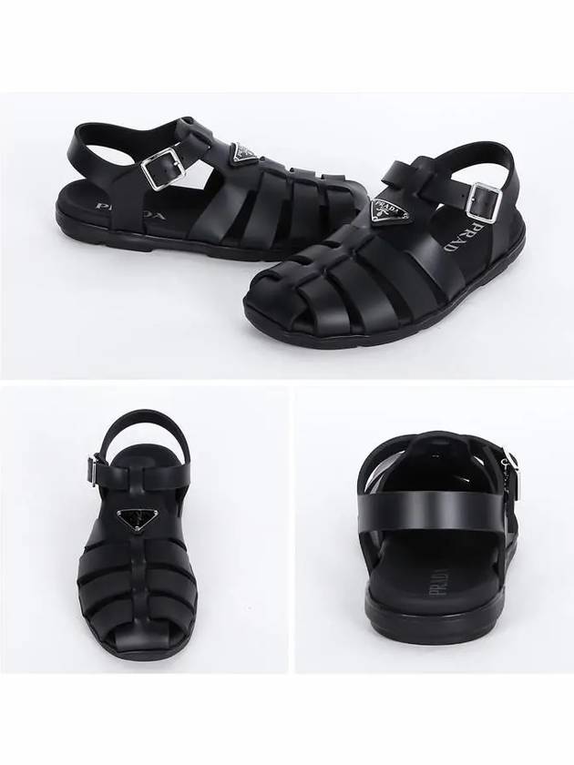 Triangle Logo Fisherman Rubber Sandals Black - PRADA - BALAAN 3