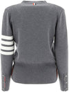 Milano Stitch 4 Bar Classic V Neck Fine Merino Wool Cardigan Medium Grey - THOM BROWNE - BALAAN 4