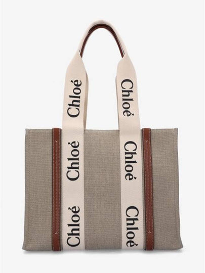 Woody Canvas Medium Tote Bag Brown - CHLOE - BALAAN 2