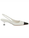 Logo Patent Leather Slingback Heels White Black - MIU MIU - BALAAN 2