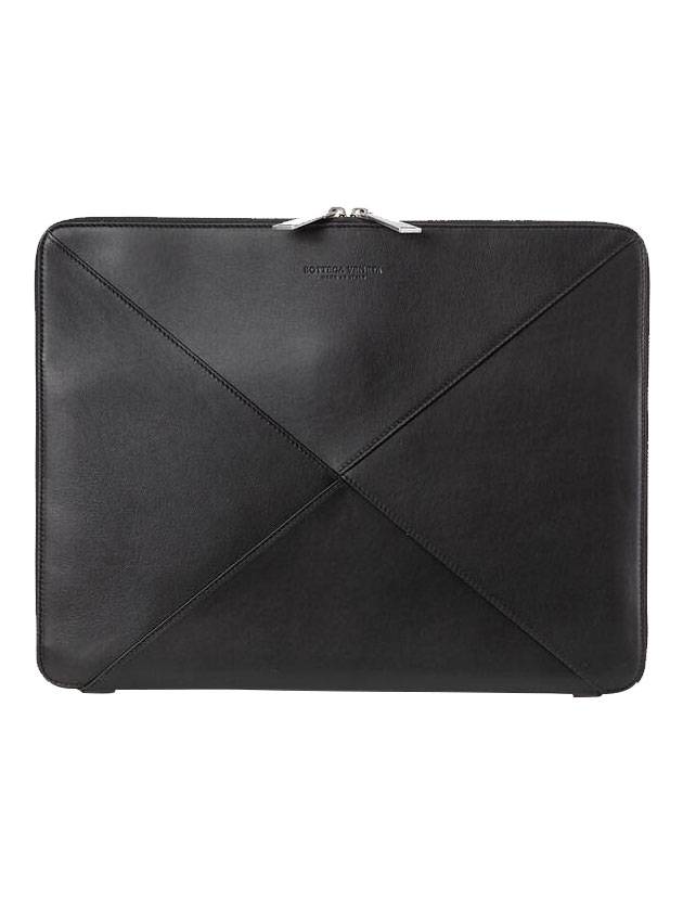 Intrecciato Leather Briefcase Clutch Bag Black - BOTTEGA VENETA - BALAAN.