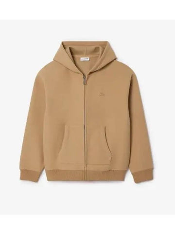 Flannel hooded zip up beige - LACOSTE - BALAAN 1