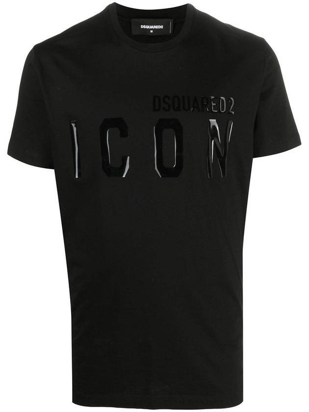 icon logo short sleeve tshirt black - DSQUARED2 - BALAAN 1