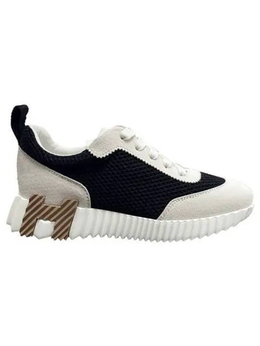 Graphic mesh suede goat skin bouncing sneakers Noir Blanc women s shoes 270142 - HERMES - BALAAN 1