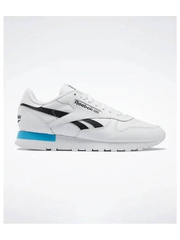 Classic Leather Low Top Sneakers Black Radiant Aqua - REEBOK - BALAAN 1