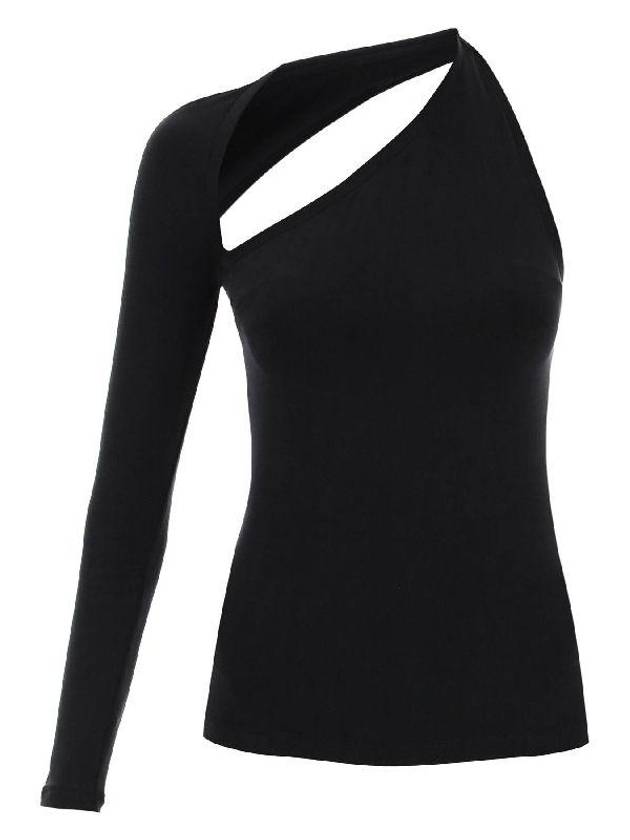 Cut Out One Shoulder Long Sleeve T-Shirt Black - BALENCIAGA - BALAAN 2