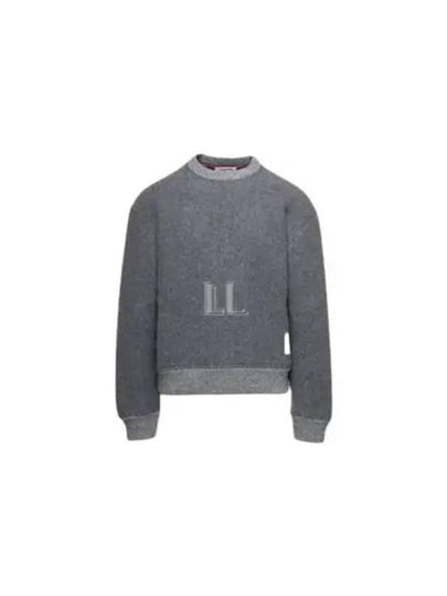 Logo Patch Striped Wool Fleece Crewneck Knit Top Grey - THOM BROWNE - BALAAN 2