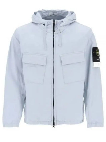 Cotton Twill Stretch Hooded Jacket Blue - STONE ISLAND - BALAAN 2