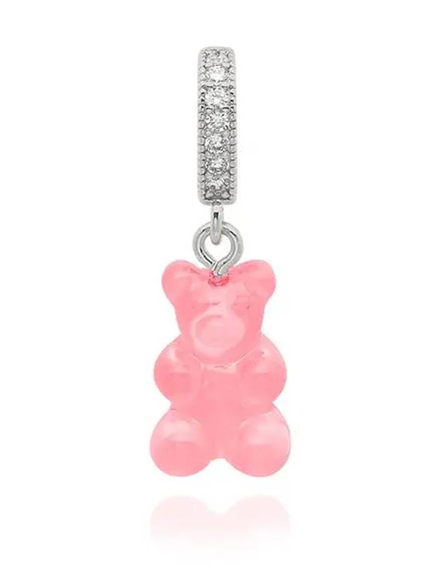 NOSTALGIA BEAR BUBBLEGUM PAVE CONNECTOR SILVER WOMEN S CHARM - CRYSTAL HAZE - BALAAN 1