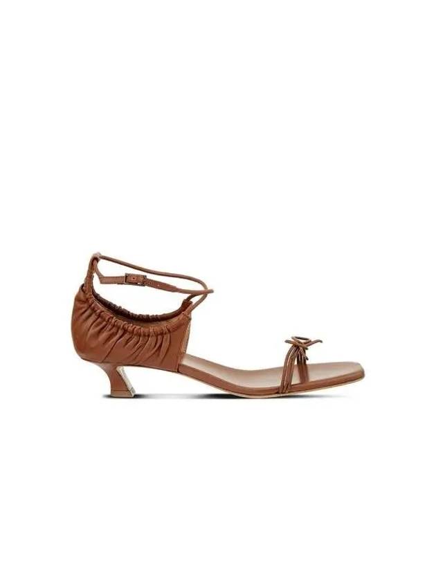 Women s Shirring Leather Kitten Heel Sandals Brown - EMPORIO ARMANI - BALAAN 1