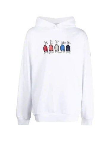 Logo Patch Puffer Duck Printing Sweat Hooded Sweatshirt White Men's Hoodie 197015 - MONCLER - BALAAN 1