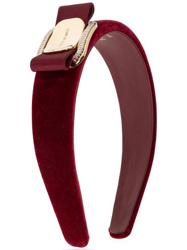 FERRAGAMO Velvet Headband, Women's, Burgundy - SALVATORE FERRAGAMO - BALAAN 1