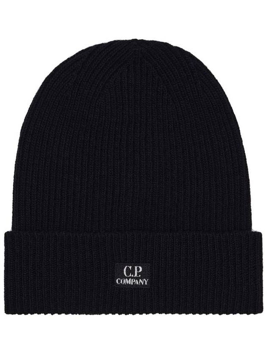 Embroidered Logo Ribbed Beanie Black - CP COMPANY - BALAAN 1