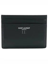 Smooth Leather Classic Logo Card Wallet Black - SAINT LAURENT - BALAAN 2