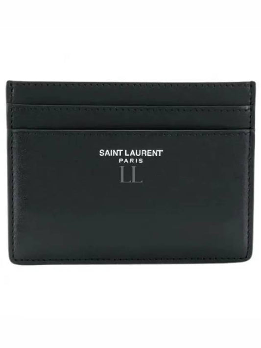 Smooth Leather Classic Logo Card Wallet Black - SAINT LAURENT - BALAAN 2