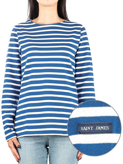 Women's Meridame II Striped Long Sleeve T-Shirt White Blue - SAINT JAMES - BALAAN 2