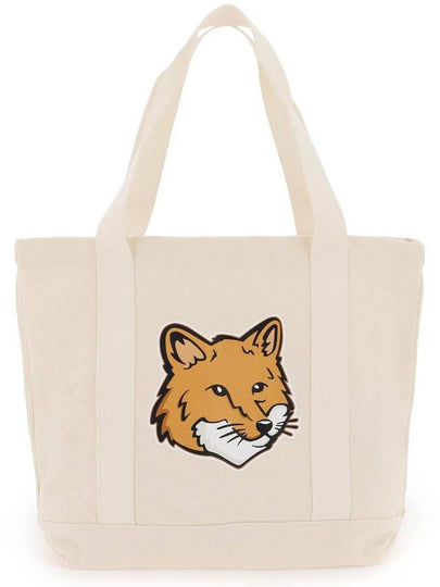 Fox Head Print Tote Bag Ecru - MAISON KITSUNE - BALAAN 2