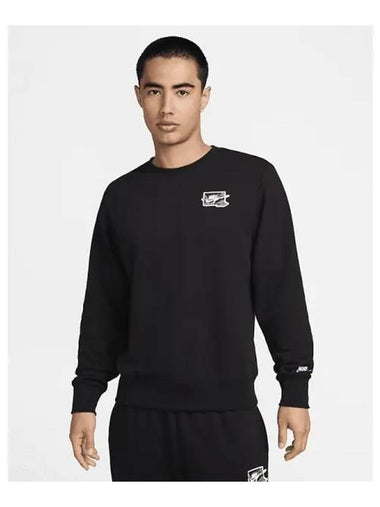 Club Men s French Terry Crew Neck Sweatshirt Black White FZ0765 010 709945 - NIKE - BALAAN 1