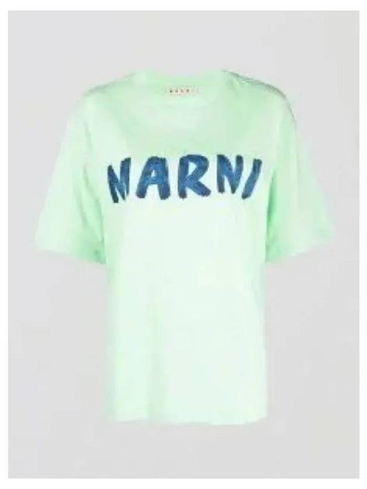 Logo Lettering Boxy Fit Short Sleeve T-Shirt Light Green - MARNI - BALAAN 2