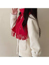 Women Men Multipony Logo Embroidery Wool Muffler Shawl Scarf Red PC1047 621 - POLO RALPH LAUREN - BALAAN 4