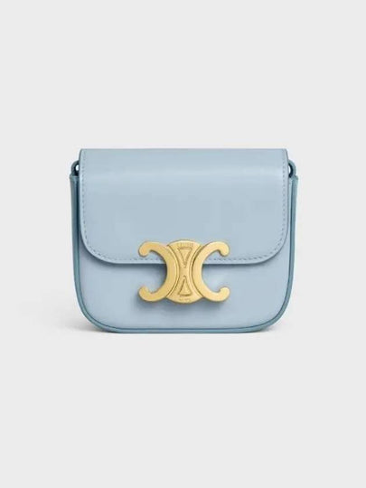 Triomphe Small Shiny Calfskin Cross Bag Light Blue - CELINE - BALAAN 2