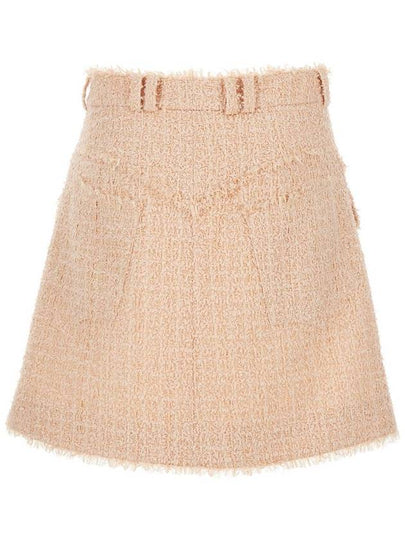 Light-Pink Frayed Tweed Mini Skirt In Wool Blend Woman - BALMAIN - BALAAN 2