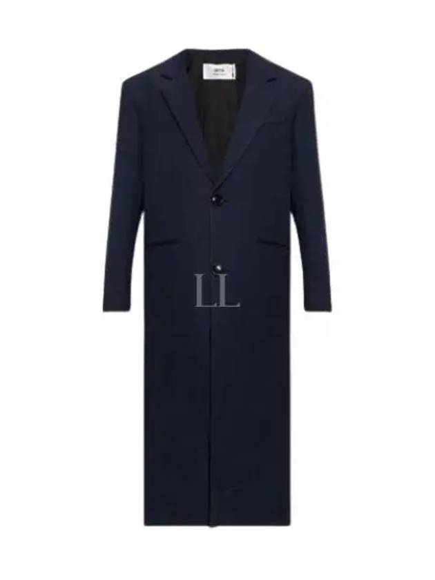 Tailored Wool Single Coat Dark Blue - AMI - BALAAN 2