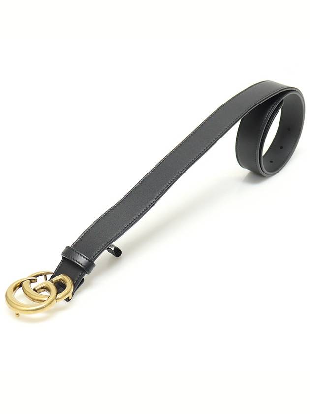 Black leather gold plated double G buckle GG Marmont men s belt 85 - GUCCI - BALAAN 4